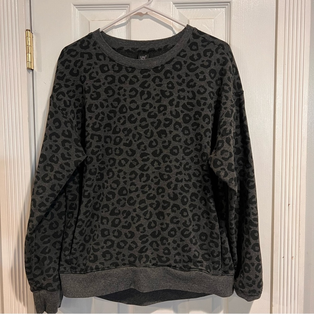 Lildy Gray Leopard Print Sweatshirt